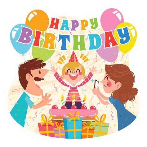 Birthday Celebration Cartoon Concept with Family 2373872 Vector Art at Vecteezy