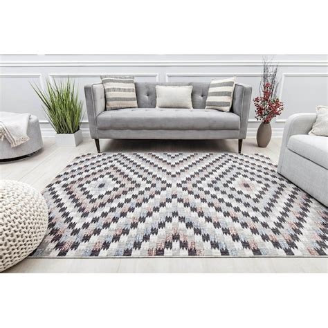 Rugs America Celestia 5 X 7 (ft) Eternity Gray Indoor Geometric Area Rug 31567 at Lowes.com