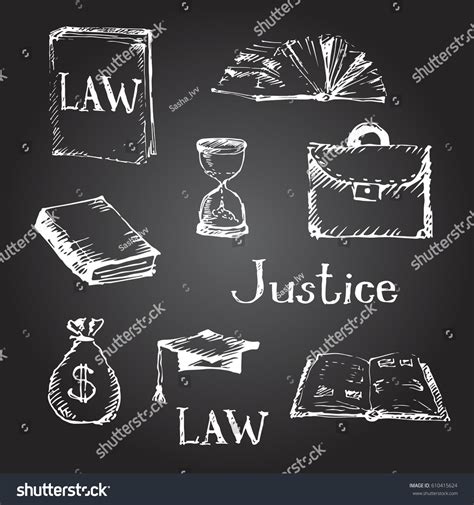 Hand Drawn Law Symbols Set Sketch Stock Vector (Royalty Free) 610415624 ...