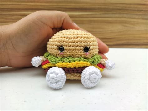 Burger Amigurumi Crochet Pattern, Hamburger Amigurumi Doll Pattern, Fast Food Crochet Pattern ...