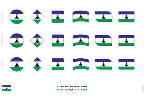 Lesotho flag set, simple flags of Lesotho with three different effects ...