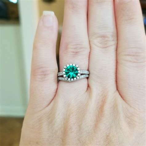 Simulated Emerald Halo Engagement Ring | Modern Gents Trading Co.