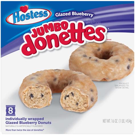 Buy HOSTESS Glazed Blueberry Flavored Jumbo DONETTES Donuts, 8 count, 16 oz Online at Lowest ...