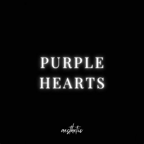 the words purple hearts are lit up against a black background