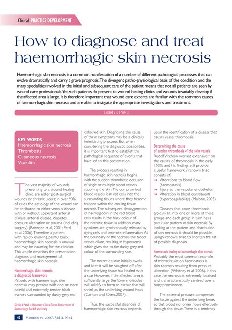 How to Diagnose and Treat Haemorrhagic Skin Necrosis - DocsLib