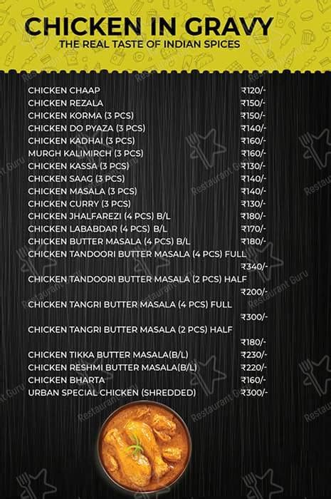 Menu at Urban Tandoor, Kolkata