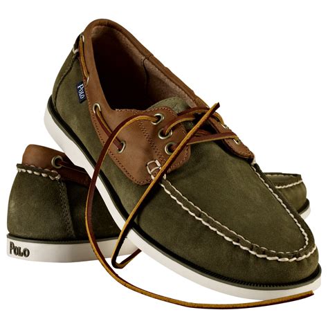 Polo Ralph Lauren Bienne Suede and Leather Boat Shoes in Green for Men (swamp) | Lyst