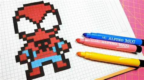 Handmade Pixel Art - How To Draw Spiderman #pixelart - YouTube