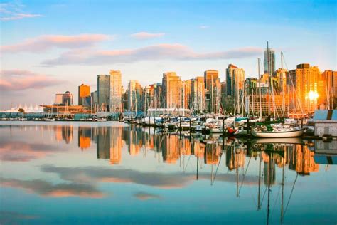 Vancouver Skyline at Sunset, BC, Canada Stock Photo - Image of building ...