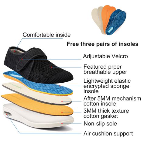 Free Shipping! youyun Women's Diabetic Shoes with Velcro Wide for Elerly Women Walking Shoes ...