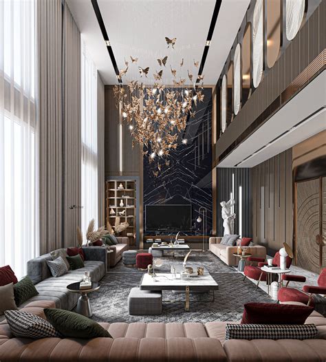 LUXURY DOUBLE HEIGHT on Behance in 2020 | Luxury apartments interior, Luxury living room design ...