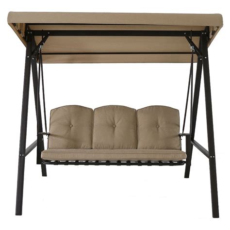 Hampton Bay Cunningham 3-Person Metal Patio Swing with Canopy | The ...