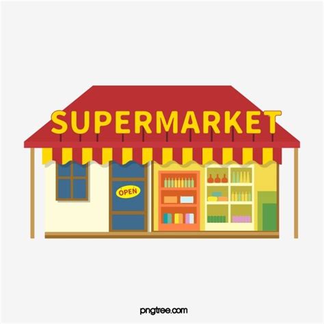 European and American Architectural Supermarkets Vector Art