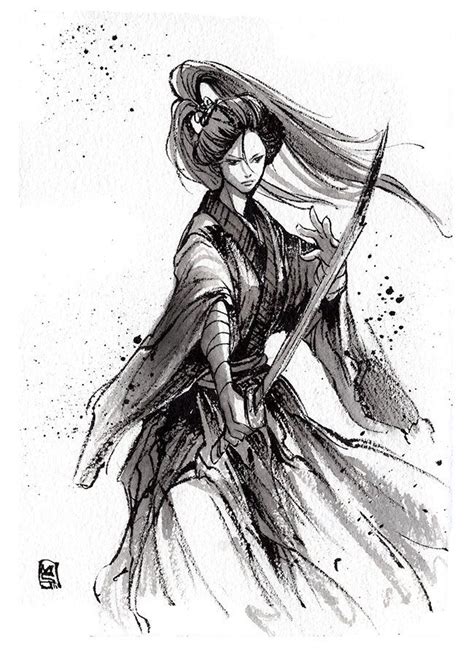 Résultat de recherche d'images pour "women samourai" | Ink sketch ...