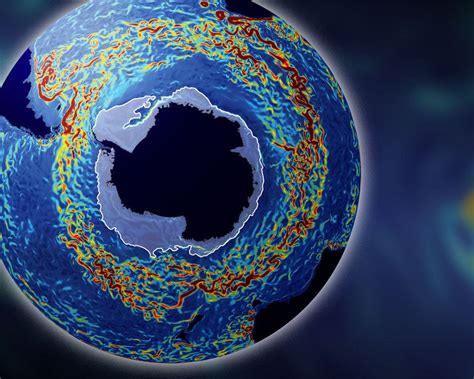 This computer-generated map shows the speed of the clockwise Antarctic Circumpolar Current ...