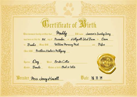 Puppy Birth Certificate | Etsy