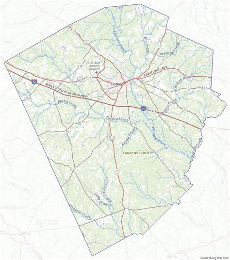 Topographic map of Laurens County, Georgia | Map, Topographic map, Us map