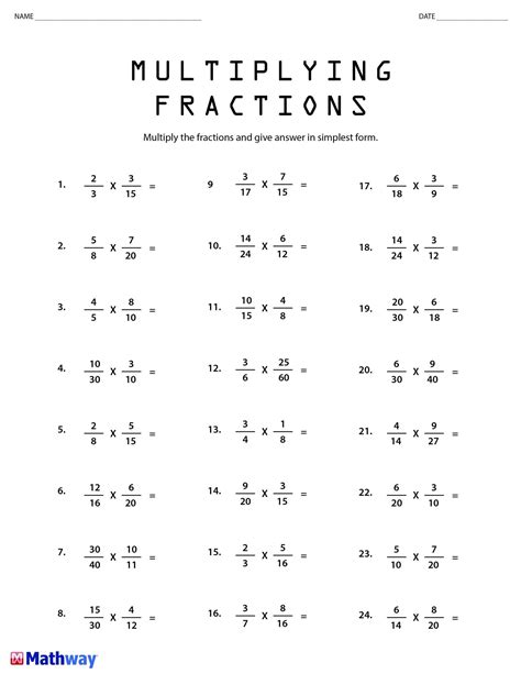 Equivalent Fractions Using Multiplication Worksheets