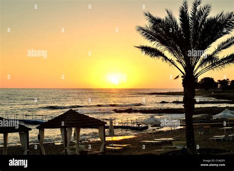 Sunset at Paphos, Cyprus Stock Photo - Alamy