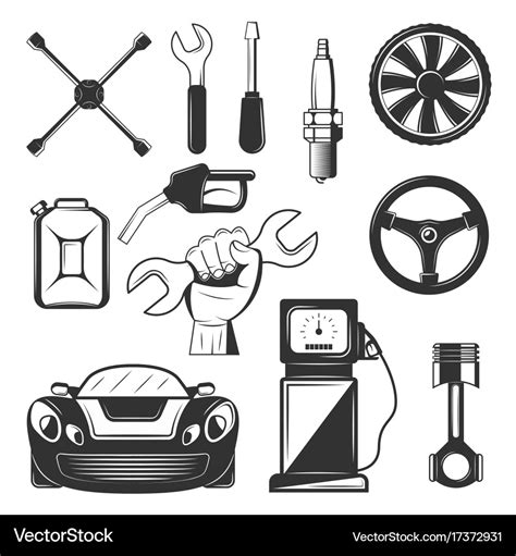 Vintage car service icons symbols set Royalty Free Vector