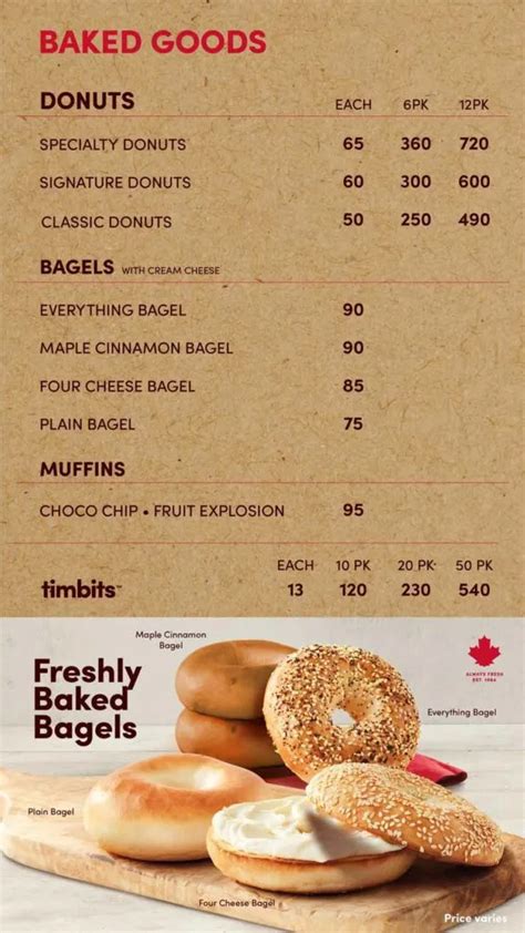 Tim Hortons Menu & Updated Prices in Philippines 2023