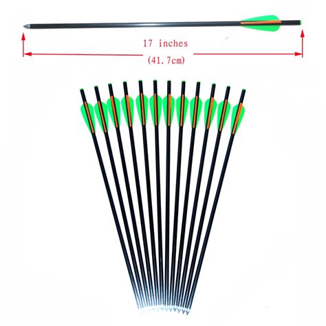 Archery Hunting Crossbow Bolt Arrows 12pcs Length 17'' Diameter 8mm with Changeable Arrowheads ...