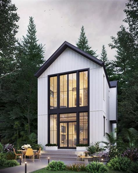 Modern Narrow Infill House with Classic Board and Batten Design | Modern farmhouse exterior ...