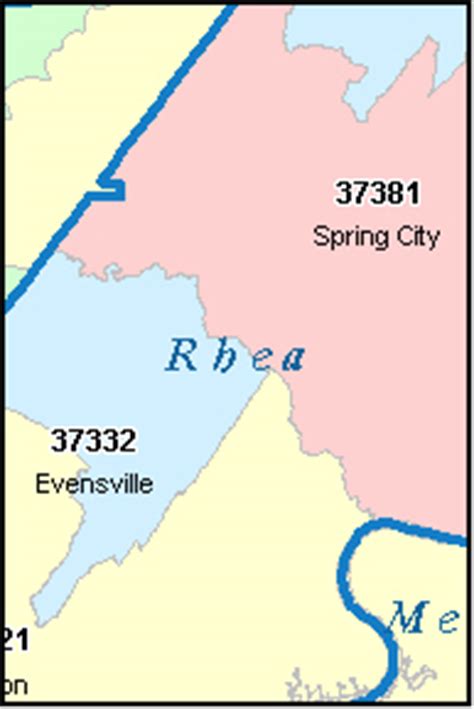 RHEA County, Tennessee Digital ZIP Code Map