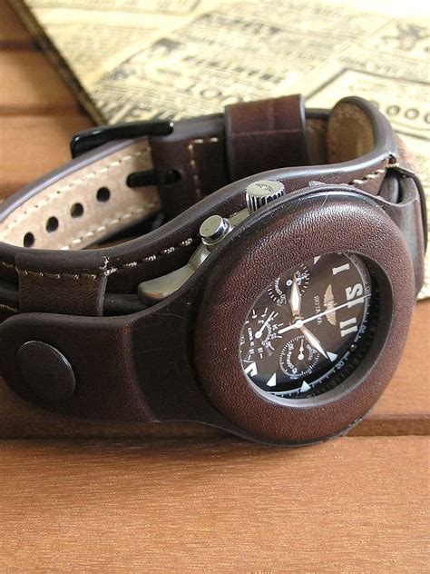 Leather watch band with protective case | Leather watch strap, Leather watch bands, Handmade ...