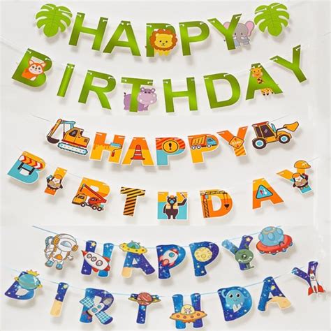 Happy Birthday Banner Wall Background Kid Boy Jungle Excavator ...