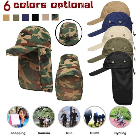 Unisex Fishing Cap with Ear Neck Flap Cover Adjustable Sunshade Folding ...