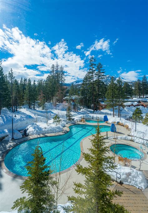 The gorgeous pool deck at The Westin Monarch, Mammoth after snowfall. [ad] @lajollamom Couples ...