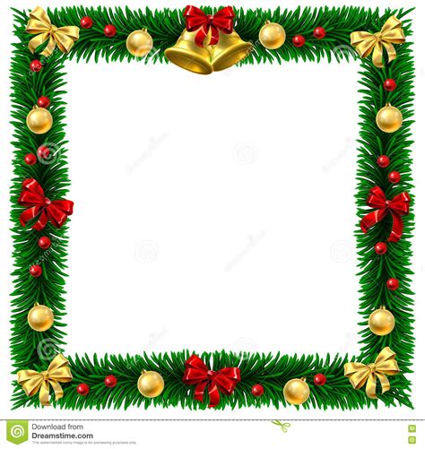 Illustration about Square Christmas tree wreath border frame decoration festive design ...