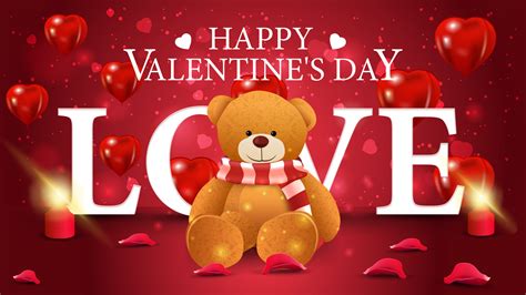 Horizontal red Valentine's day greeting card with Teddy bear 5505538 ...