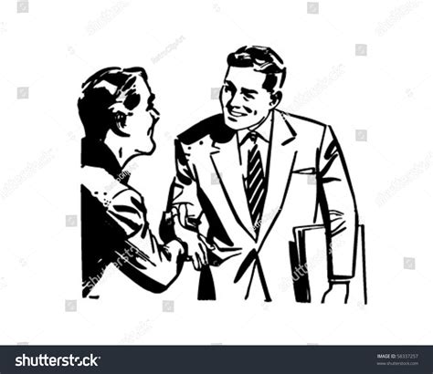 Men Shaking Hands - Retro Clip Art Stock Vector Illustration 58337257 ...