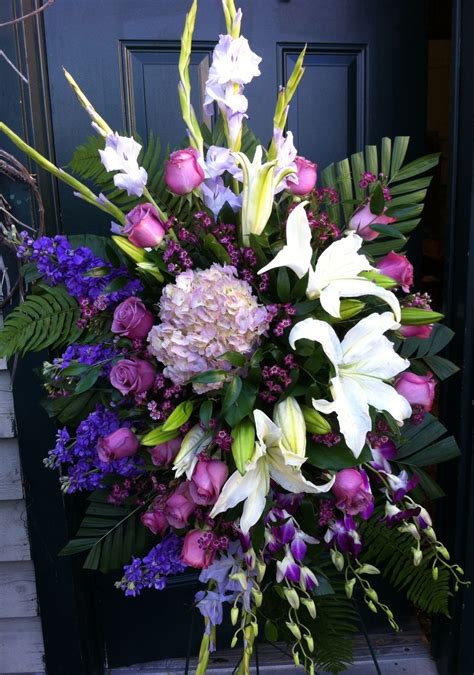 Standing spray Love the colors More Flowers For Mom, Church Flowers, Funeral Flowers, Beautiful ...