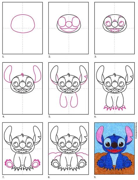Easy How to Draw Stitch Tutorial and Stitch Coloring Page