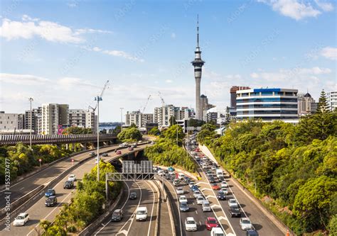 Highways traffic in Auckland in New Zealand Stock Photo | Adobe Stock