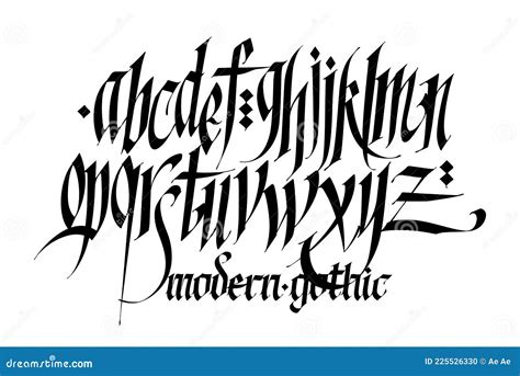 Pseudo-gothic, English Alphabet. Vector. Font for Tattoo, Personal and Commercial Purposes Stock ...