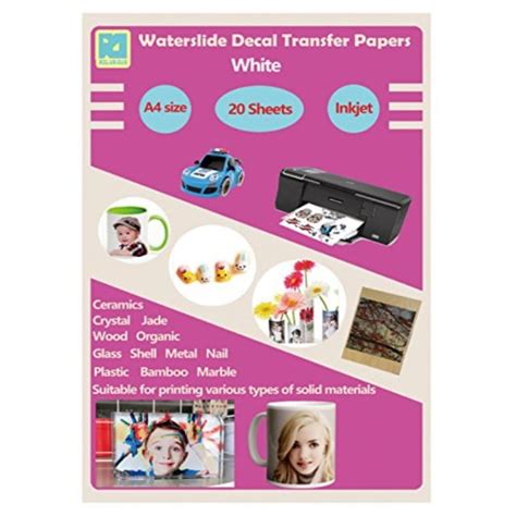 20 sheets a4 inkjet water slide decal paper sheets white - Walmart.com ...