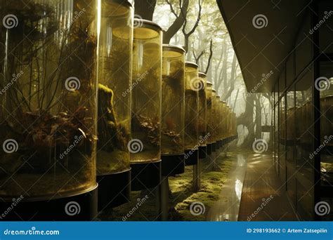 Futuristic Biolab with Plants. Experiments in Secret Biological Laboratory Stock Illustration ...