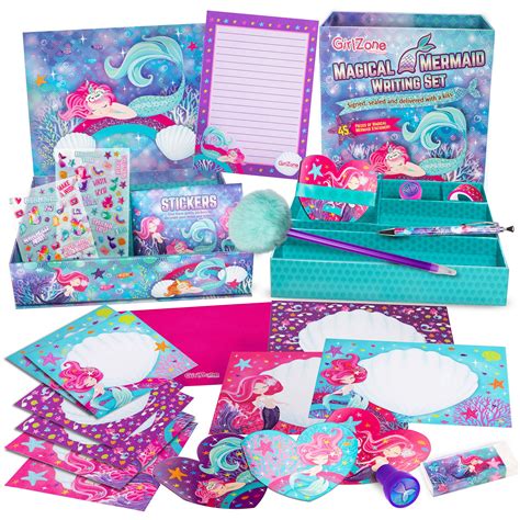 Buy GirlZone Mermaid Stationary Gift Set for Girls, 45 Piece Letter ...