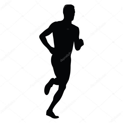 Vector runner, running man silhouette. Run, sport, active boy — Stock Vector © msanca #107128402