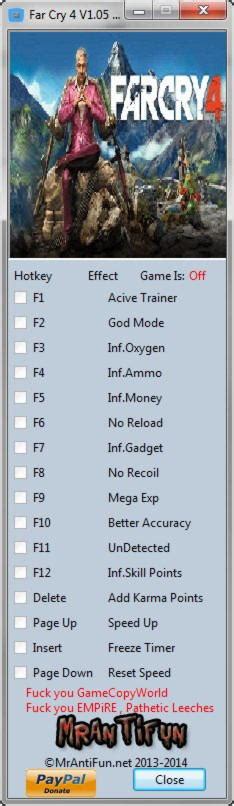 Far Cry 4 Trainer +14 v1.05 MrAntiFun - download cheats, codes, trainers
