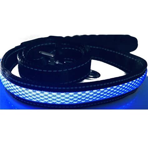 LED Dog Leash with reflective fabric.