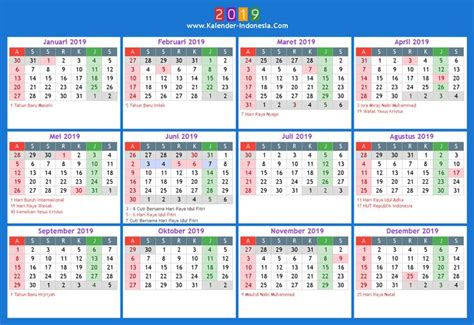 Hasil gambar untuk kalender 2019 indonesia | Calendar, Blank calendar ...