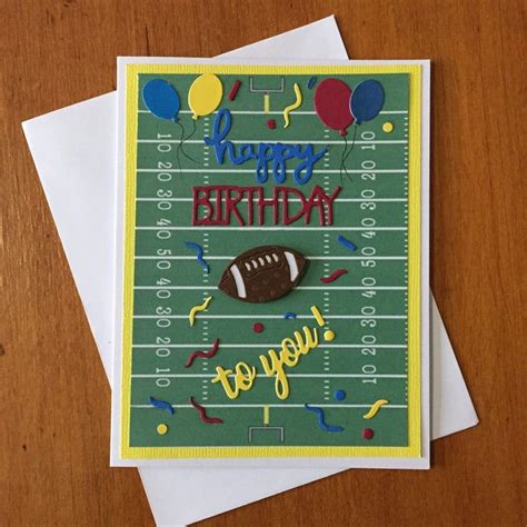 Football Birthday Card Handmade Greeting Card Football Field | Etsy in ...