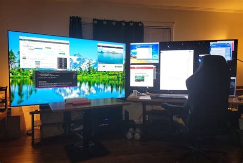 My multi-purpose home office setup, with two 85-inch TV monitors - NaClhv