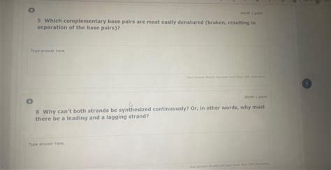 Solved 5 Which complementary base pairs are most easily | Chegg.com