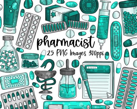 Pharmacist Clip Art 25 PNG Images Medical Pharmacy Theme - Etsy